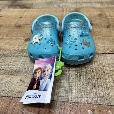 Disney Crocs Frozen Elsa Classic Clog Blue Toddler Girls NWT! Size 7 - Image 1 of 4
