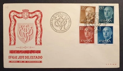 RARE CACHET Spain stamps 1955 First Day Cover General Franco definitives x 4 - Image 1 of 2