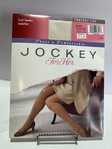 Jockey For Her Antique White MED, Sheer Comfortable Pantyhose Vtg Sandalfoot NEW - Picture 1 of 2