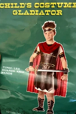 DISFRAZ DE GLADIADOR PARA NIÑO TALLA MEDIANA...TRAJE COMPLETO LISTO PARA MATAR Foto 1 de 4