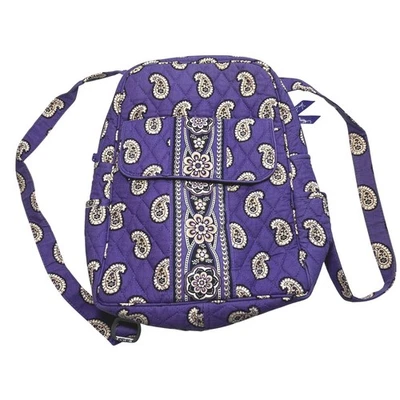Mochila acolchada Vera Bradley púrpura cachemira bolsa de viaje escolar simplemente violeta Foto 1 de 4