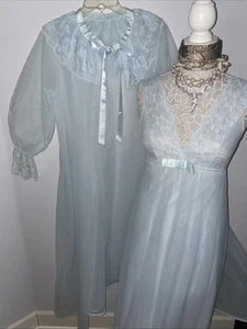 De Colección Sissy Shadowline Mujer S Doble Gasa Peignoir Conjunto Bata y Camisón Vestido - Imagen 1 de 23