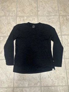 Merino Tech Men’s Black Long Sleeve 100% Merino Wool Lightweight Shirt Medium - Picture 1 of 6