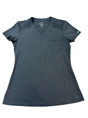 MedCouture Touch Scrub Top Womens XS Pewter Gray V-Neck Pocket Stretch NWT — 第 1/4 张图片