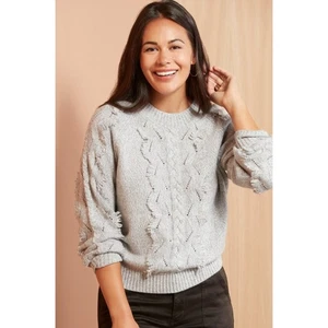 RAILS NWT Evereve Francis Fringe Lambswool Cashmere Blend Crewneck Sweater // L - Picture 1 of 12