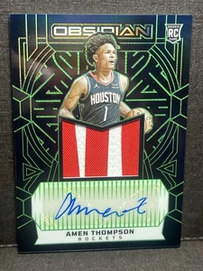 2023-24 Obsidian Amen Thompson Auto Patch Rookie Electric Etch Green Prizm /25 - Bild 1 von 3