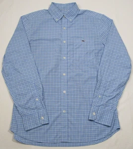 Vineyard Vines Men's SM Blue Plaid OTG On The Go Shirt Performance Button-up - Picture 1 of 4