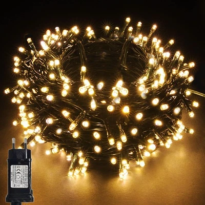 53M Cavo Verde Scuro Catena Luci A Led Luminoso Natalizia Luce Lucciole Con 12 - Immagine 1 di 4