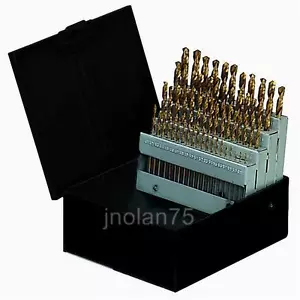 60 Piece Pc Titanium Nitride Coated Numbered Drill Bit Set #1-#60 (0.228"-0.04") - Picture 1 of 5