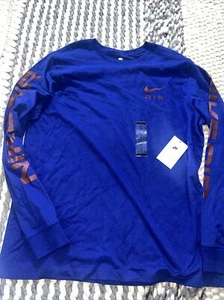NWT Nike NSW Nike Air Long-Sleeve T-Shirt Blue Burgundy DX1009-455 Men’s Sz S - Picture 1 of 4