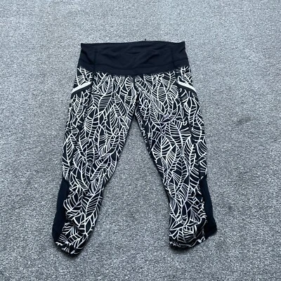 Lululemon Pants Adult 6 Black White Run A Marathon Crop II Legging Active Ladies - Image 1 of 4
