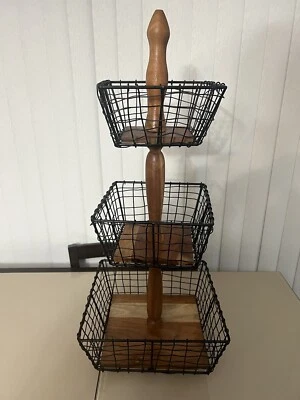 Soporte de almacenamiento de exhibición de canasta de pan de frutas y verduras encimera frutero de 3 niveles Foto 1 de 4