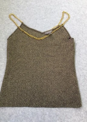 Regata Kenar média dourada/marrom com alças de corrente de ouro alças para joias   - Imagem 1 de 4