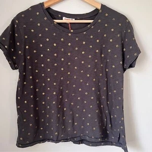 Sundry Gray Relaxed Boxy Tee Polka Dot Womens 0 100% Pima Cotton - Picture 1 of 8