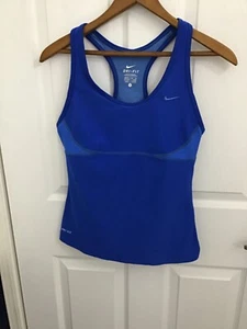 Nike Dri-Fit Damen blau bestickt Swoosh Logo Racerback Tank Top Medium - Bild 1 von 5