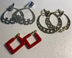 Vintage 1980s Clip On Earrings 3 sets  - Picture 1 of 5