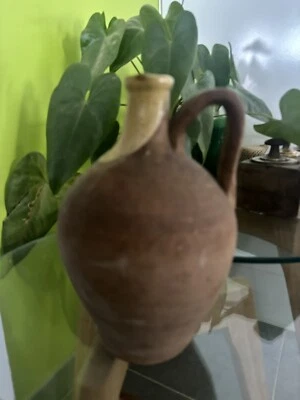 CRUCHE, PLONGEON ANCIEN, CERAMIQUE TERRE CUITE VERNISSEE JAUNE, ART POPULAIRE - Photo 1/4