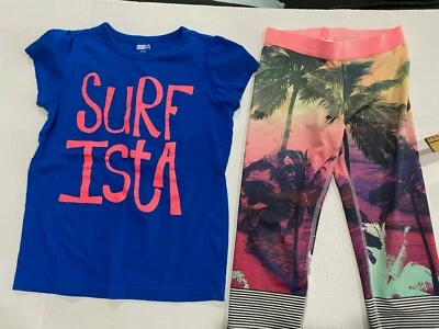 Niñas Talla 7-8 Crazy 8 Camisa Surf Ista Leggings Recortados Tan Usado 1-2  Foto 1 de 4