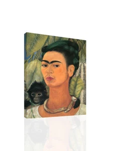Self Portrait With Monkey, Frida Kahlo - CANVAS or PRINT WALL ART - Picture 1 of 2
