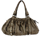 REGINA Taupe Brown Leather Handbag Purse Double Handle Zip Close MADE in ITALY