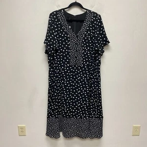 Talbots Womens Black White Flutter Sleeve V-Neck Evening Prairie Midi Dress 20W - Picture 1 of 9