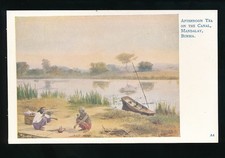 Burma MANDALAY Tea on Canal Artist F M Muriel signed c1900/10s? PPC