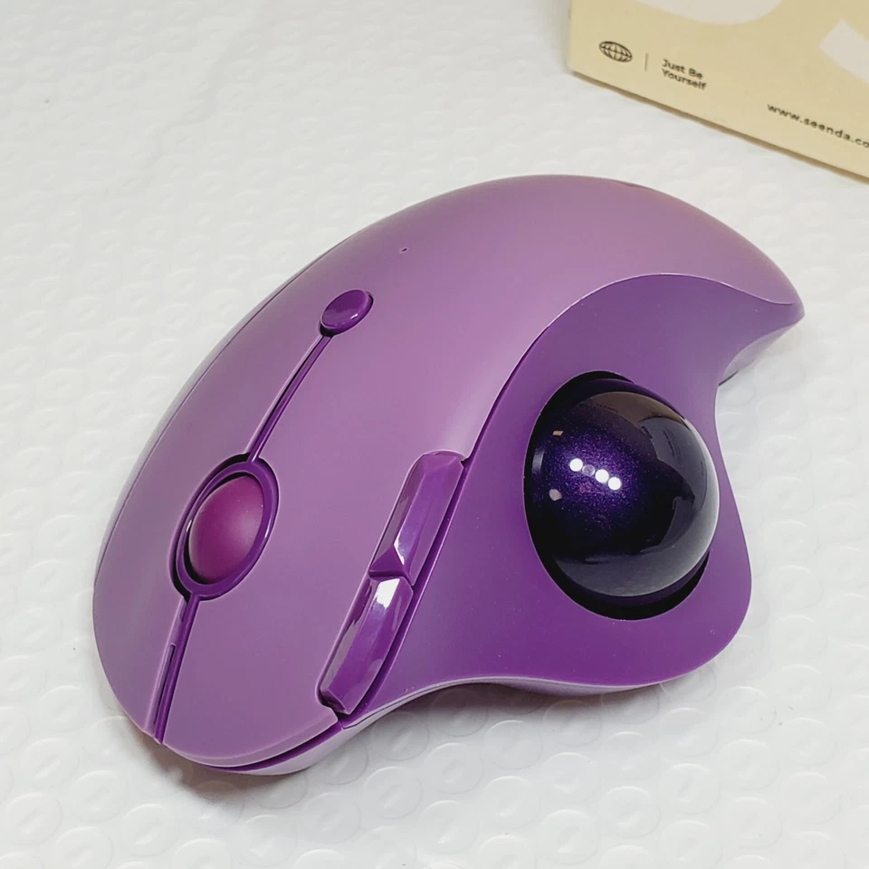 Trackball Wireless Mouse MBD5 Bluetooth 2.4G USB Ergonomic Thumb Roll PURPLE - Image 1 of 4
