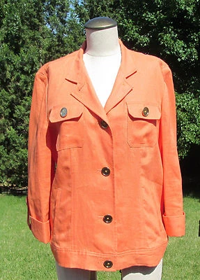 JONES NEW YORK SIGNATURE  CORAL 100% LINEN BLAZER /JACKET SZ L Foto 1 de 4