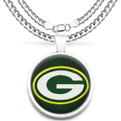 Green Bay Packers Men's Women's 925 Sterling Silver Link Chain Necklace Cover
