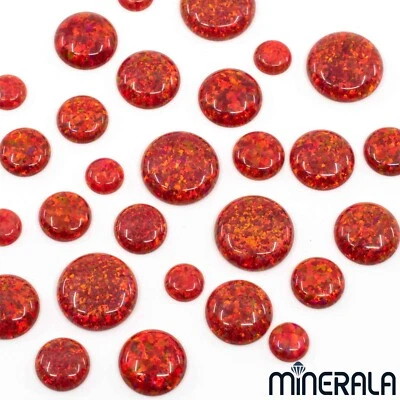 RED SYNTHETIC LAB CREATED LOOSE OPAL ROUND CABOCHON 3mm-12mm WP0029E - Image 1 of 4
