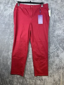Gloria Vanderbilt Jeans Women Size 18 Plus Red Denim Button Zipper Casual - Picture 1 of 13