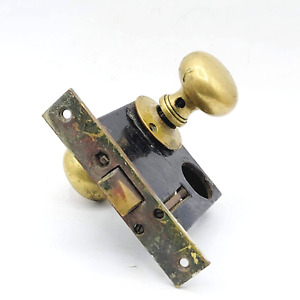 Antique Corbin Small Door Knob with Lock Set Escutcheon Brass Vintage