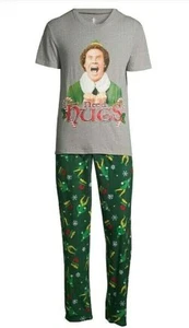 Juego de 2 pijamas para hombre Elf manga corta camisa pantalón de lana nuevo con etiquetas verde Navidad M - Imagen 1 de 5