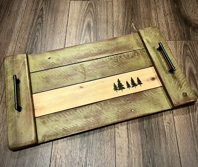 Rustic pallet wood serving tray with handles Handcrafted - Image 1 of 4