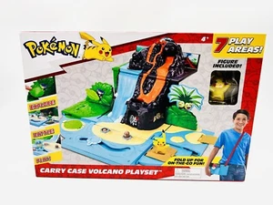 Pokemon Carrying Case FIgure Playset Pikachu Volcano Area Toys New - Picture 1 of 9