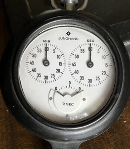 Vintage German JUNGHANS Meister 15 Jewels Three Dial Stopwatch Functioning - Picture 1 of 7