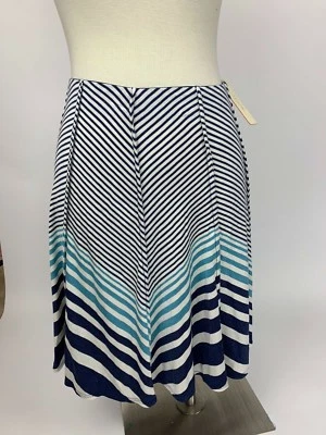 NUEVA Falda Studio M by Max Studio Azul Teal Diagonal Rayas Aline XS Foto 1 de 4