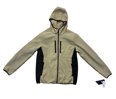 Reebok Mens Polyester Zip Up Jacket Coat Size M Tan Sand Black OMRB1296 - Image 1 of 4