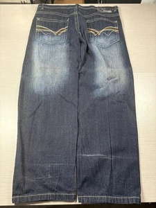 Southpole Jeans Mens 42 Blue Relaxed Fit Wide Leg Distressed Denim Grunge Skater - Picture 1 of 6