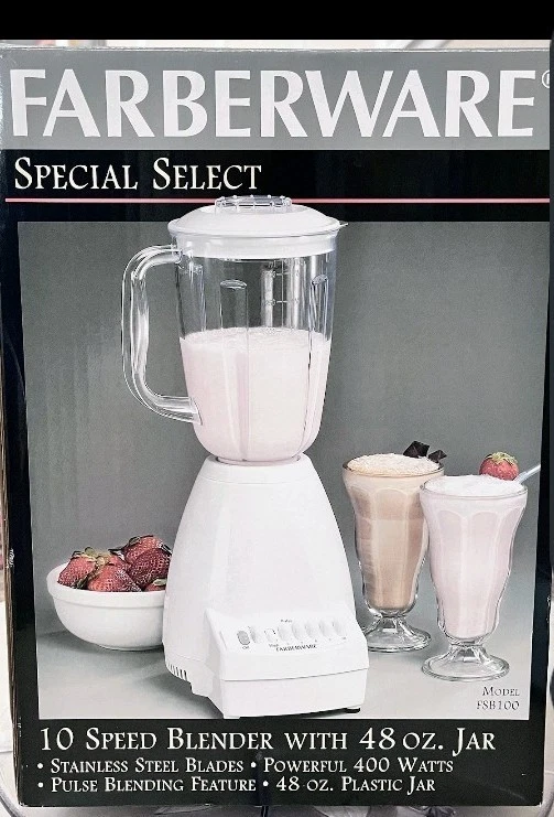 Licuadora Farberware, Special Select 10 velocidades con tarro de 48 oz, 400 W, blanca FBS100 ¡Nueva! Foto 1 de 2
