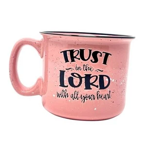 Cute Inspirational Motivational Large 15 oz Coffee Mugs Trust in the Lord Coral - Picture 1 of 8