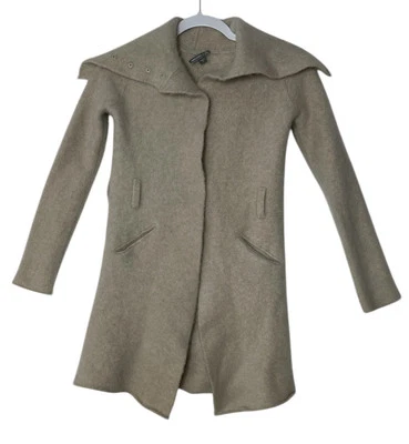 Abrigo Suéter James Perse Mujer Talla 2 100% Cachemira Beige Dinero Antiguo Acogedor Sin Cinturón Foto 1 de 4