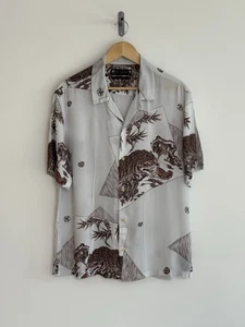 Allsaints "Hakone" Kurzarm Hemd Hawaii Blumen Tiger Beast weiß M/relax - Bild 1 von 12