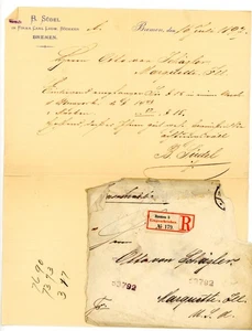 1897 Bremen Germany Business Letter Herr Otto von Schräder to Marquette MI - Picture 1 of 2