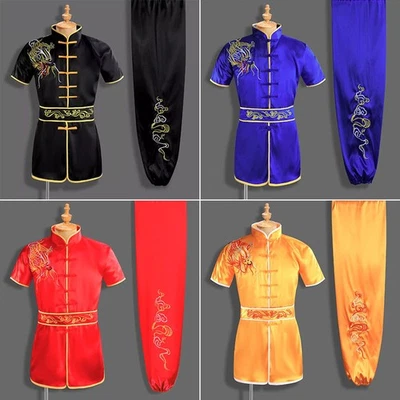 Silk Chinese Kung Fu Taichi Suit Martial Arts Wushu Uniform Dragon Embroidery - Image 1 of 4