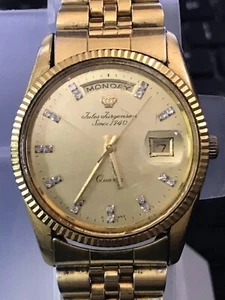 Jules Jurgensen 35mm Diamond Dial President Golden men's Watch, Run (Lot2483) - Picture 1 of 11