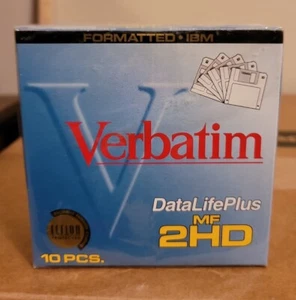 Verbatim 3.5” Floppy Disks Pack of 10 New IBM Teflon Coated Data life Plus 2HD - Picture 1 of 7
