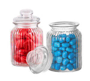 2x Bonbon-Gläser 1L mit Glas-Deckel Bonboniere Süßigkeiten Candy Bar Keksdosen