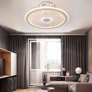 Runden Deckenventilator m/Beleuchtung Fernbedienung LED Deckenlampe Schlafzimmer