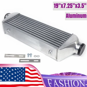3 Inch Inlet Outlet Aluminum Polished Turbo Intercooler Front Mounted Universal - Bild 1 von 12